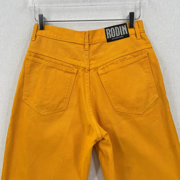 RODIN Vintage Y2K 80s 90s Pleated Denim Shorts Womens Small 27 Mustard Yellow - Picture 7 of 16